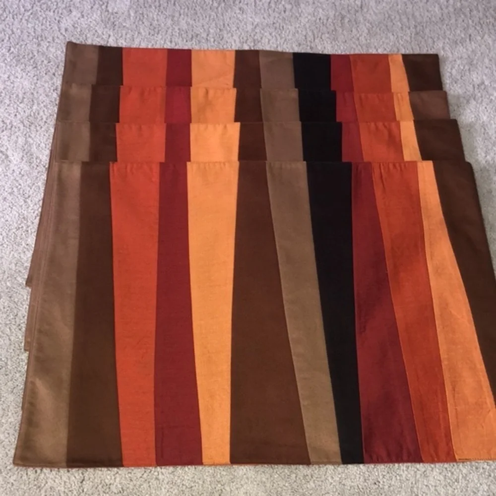 Crate & Barrel‎ Halloween Fall Thanksgiving Placemats Set (4) Orange Angle Multi